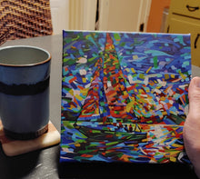 Load image into Gallery viewer, Buy Online High Quality and Unique Abstract Sail Boat art, giclee reproduction print, water, lake, abstract ocean art, artist David Heatwole - This.Artists.Dream