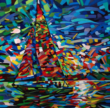 Load image into Gallery viewer, Buy Online High Quality and Unique Abstract Sail Boat art, giclee reproduction print, water, lake, abstract ocean art, artist David Heatwole - This.Artists.Dream